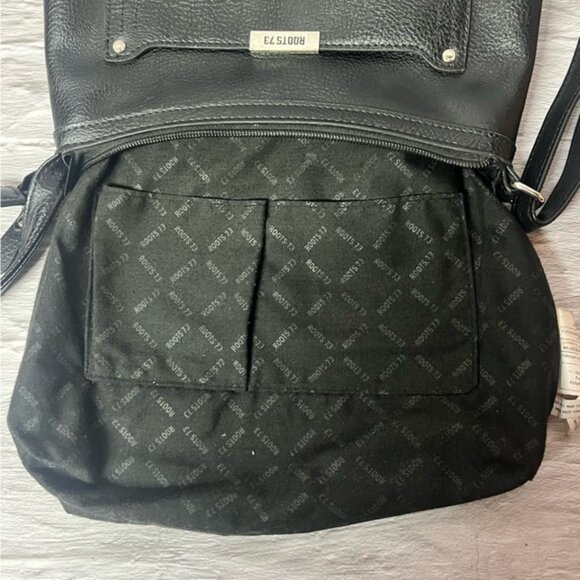 Roots Black Pebbled Faux Leather Crossbody Bag - Picture 11 of 15